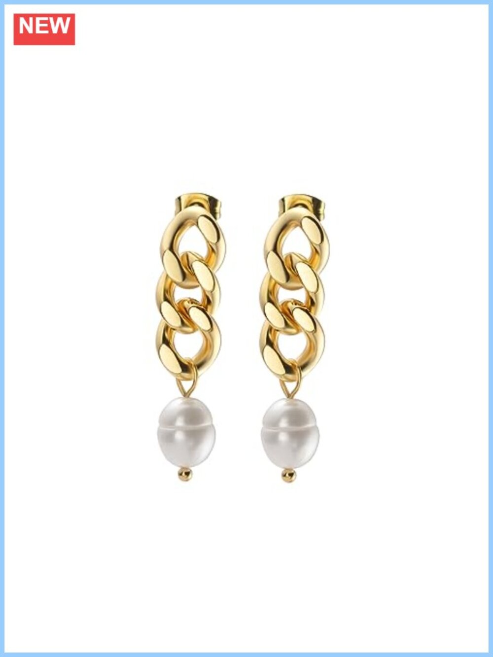 Stainless Steel Freshwater Pearl Dangle Earrings Hypoallergenic
